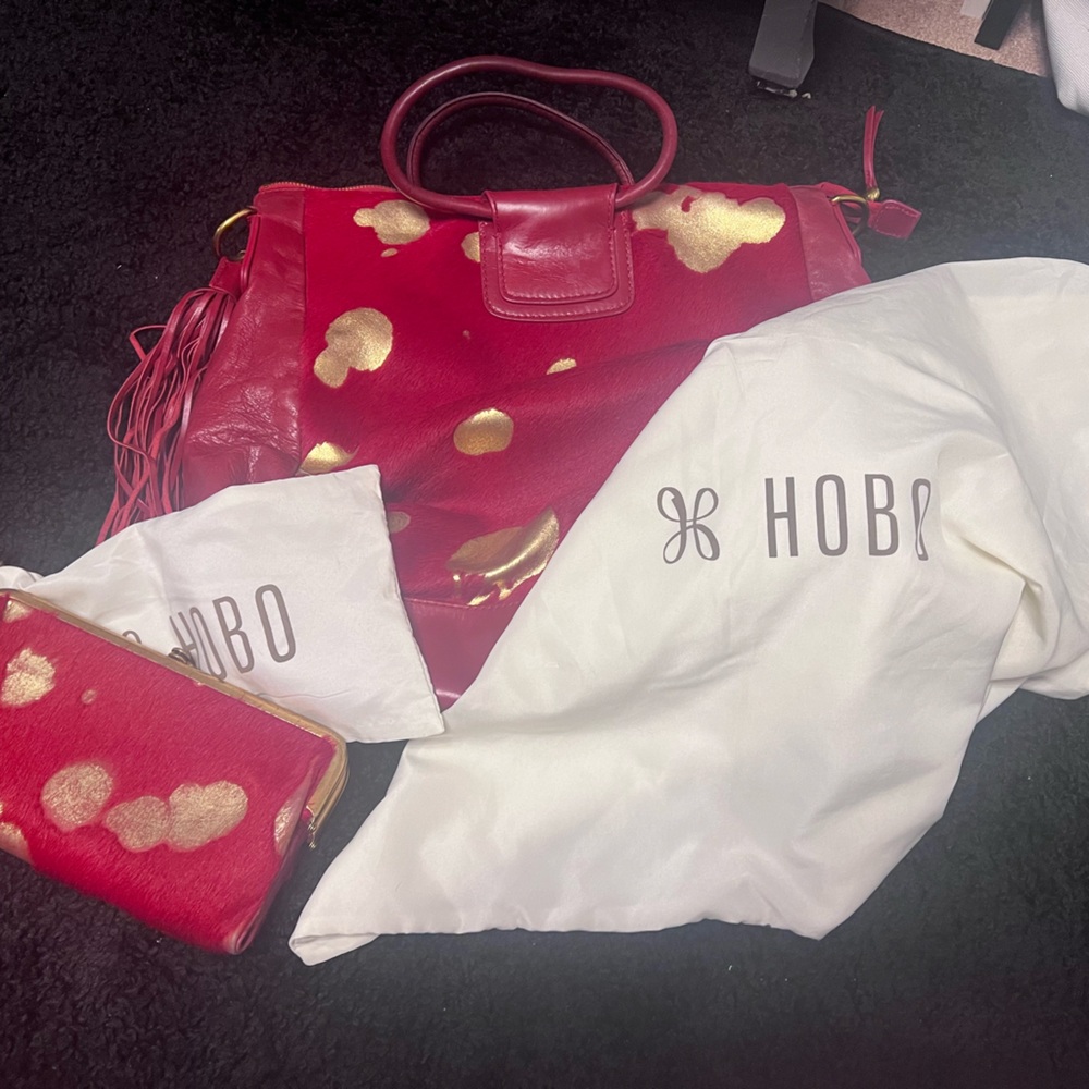 HOBO Red and Gold Satchel Bag